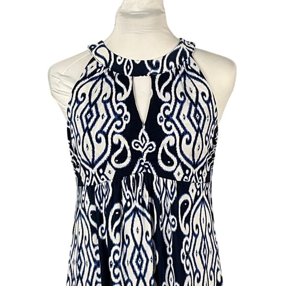 INC International Concepts Maxi Dress Halter Blue White Indie Babydoll Medium - Picture 2 of 12
